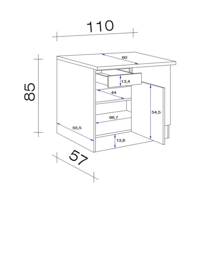 Eckunterschrank Wito weiß B/H/T: ca. 110x85x60 cm