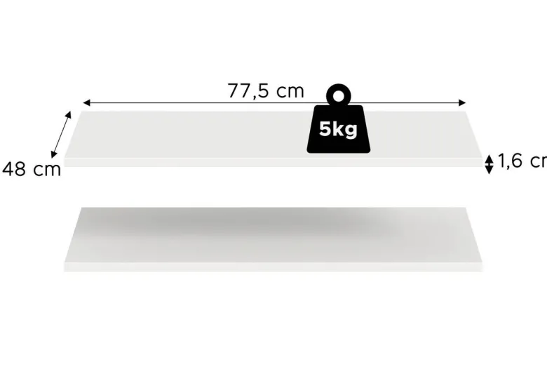 Einlegeböden-Set ZUBEHÖR 2er weiß B/H/T: ca. 78x2x48 cm