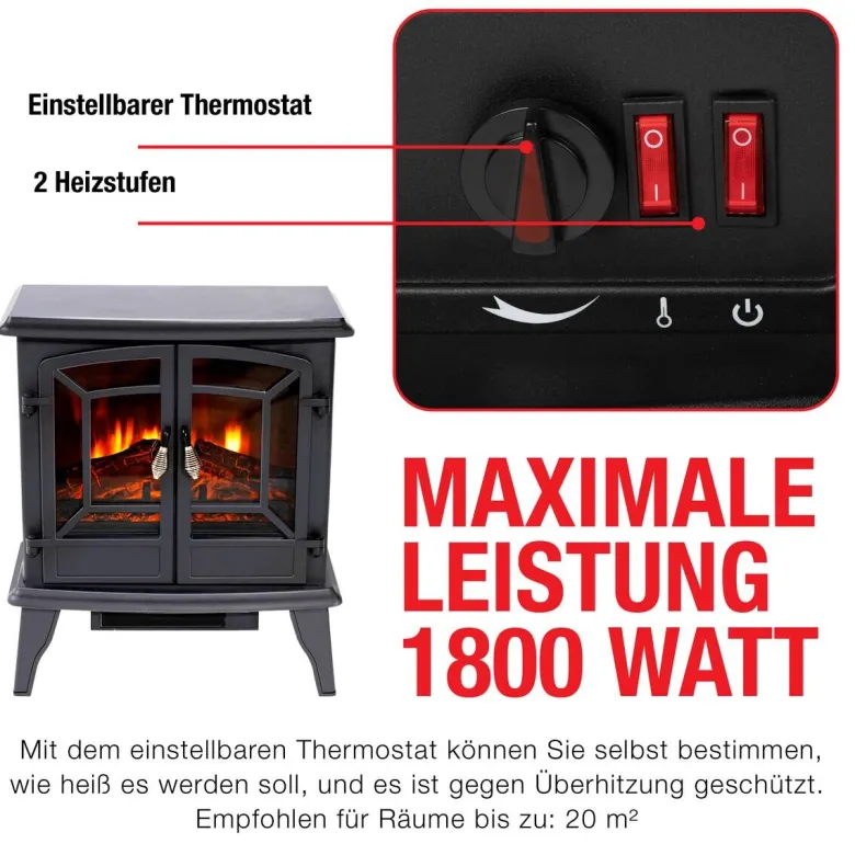 Elektrokamin schwarz B/H/L: ca. 51x59x28 cm ca. 1800 W