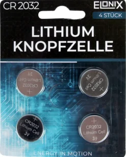Elonix Knopfzelle Lithium CR2032 4er Pack