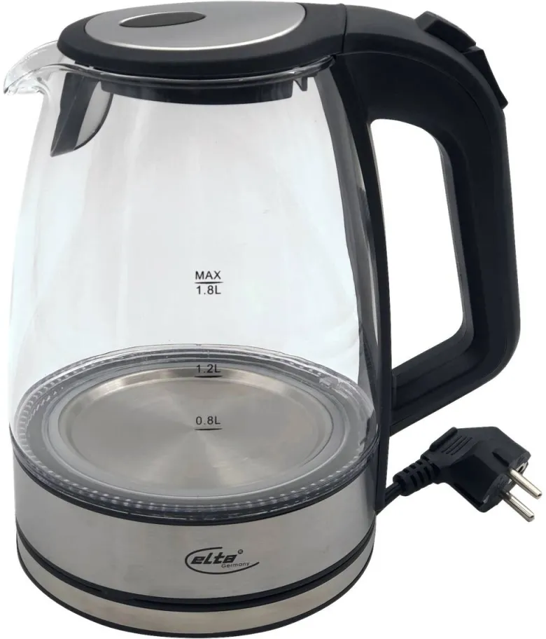 Elta Wasserkocher WK-2200.1 Edelstahl schwarz Glas ca. 1,8 l