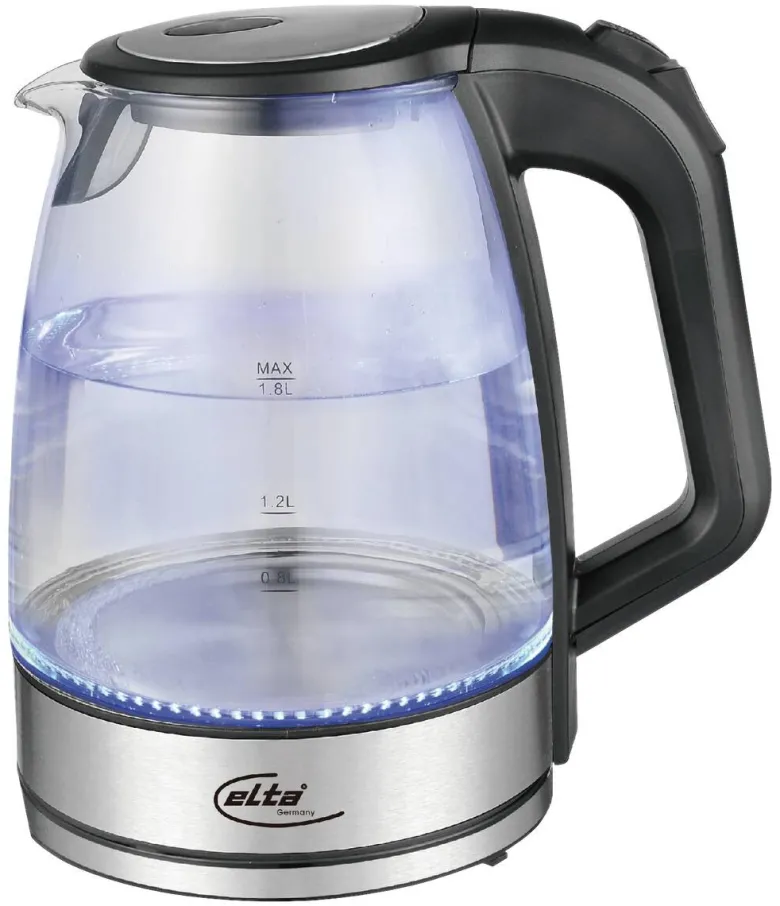 Elta Wasserkocher WK-2200.1 Edelstahl schwarz Glas ca. 1,8 l