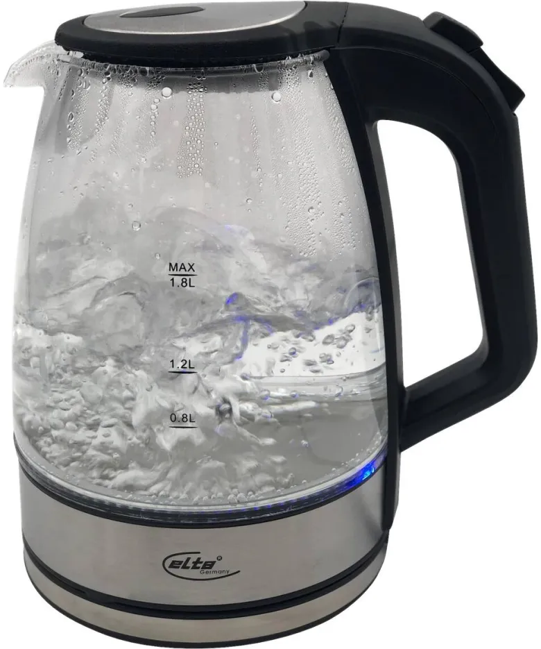 Elta Wasserkocher WK-2200.1 Edelstahl schwarz Glas ca. 1,8 l