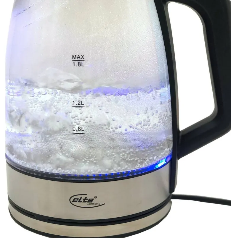 Elta Wasserkocher WK-2200.1 Edelstahl schwarz Glas ca. 1,8 l