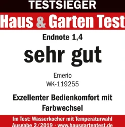 Emerio Glas-Wasserkocher WK-119255.5 schwarz Kunststoff H: ca. 25 cm ca. 1,7 l