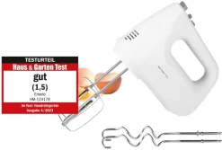 Emerio Handmixer HM-124178 silber weiß Edelstahl Kunststoff B/H/T: ca. 8,3x13,7x18,3 cm
