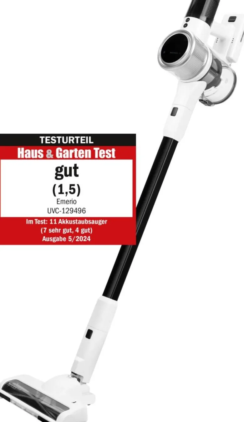 Emerio Handstaubsauger UVC-129496 weiß schwarz Kunststoff B/H/T: ca. 21x113x25 cm
