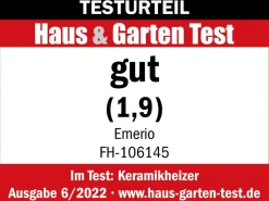 Emerio Keramik Heizlüfter FH-106145 schwarz B/H/L: ca. 12,2x21,8x16,9 cm ca. 1800 W