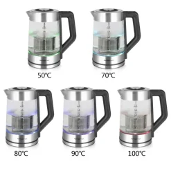 Emerio Wasserkocher WK-122730 silber Glas Edelstahl Kunststoff B/H/L: ca. 15x27x22 cm ca. 1,7 l