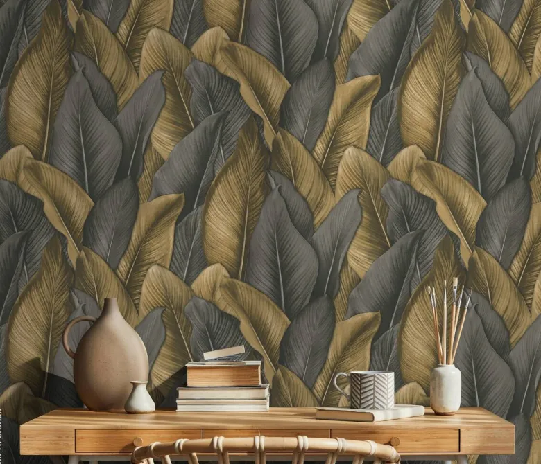 Erismann Vliestapete Blätter braun grau B/L: ca. 53x1005 cm