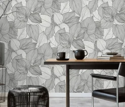Erismann Vliestapete Blätter weiß schwarz B/L: ca. 53x1005 cm