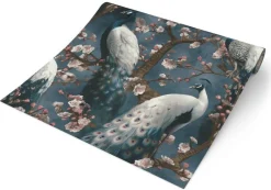 Erismann Vliestapete Pfau blau B/L: ca. 53x1005 cm