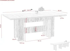 Essgruppe Lia II Eiche beige B/H/T: ca. 320x76x90 cm