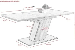Essgruppe Luise grau Eiche Microfaser B/H/T: ca. 180x76x90 cm