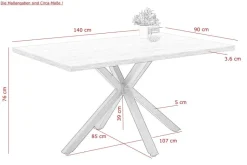Esstisch CLEO Eiche Old Wood Nachbildung schwarz pulverbeschichtet B/H/T: ca. 140x76x90 cm