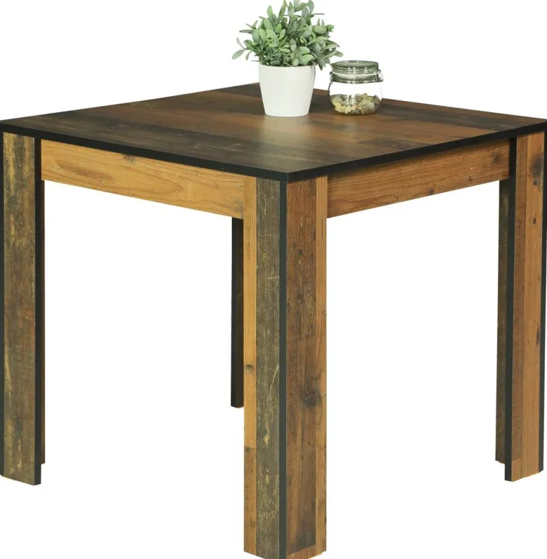 Esstisch Erika Old Wood Nachbildung schwarz B/H/T: ca. 80x76x80 cm