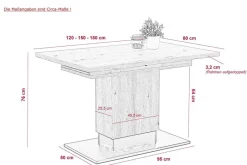 Esstisch LORENA Eiche Artisan Nachbildung braun B/H/T: ca. 120x76x80 cm