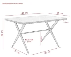 Esstisch Menorca Artisan Oak Nachbildung B/H/T: ca. 140x76x90 cm