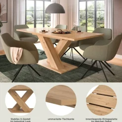 Esstisch MOTION Artisan Oak Nachbildung B/H/T: ca. 150x76x90 cm