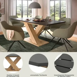 Esstisch MOTION grau Artisan Nachbildung B/H/T: ca. 150x76x90 cm
