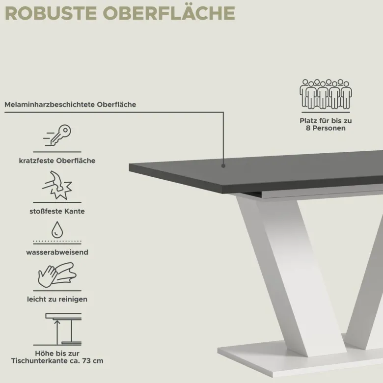 Esstisch MOTION grau B/H/T: ca. 150x76x90 cm