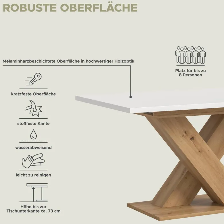 Esstisch MOTION weiß Artisan Nachbildung B/H/T: ca. 150x76x90 cm