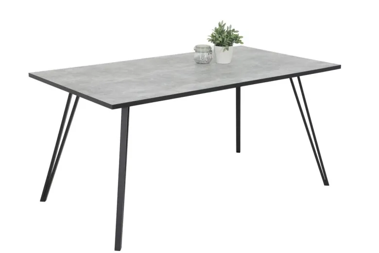 Esstisch Oksana Beton Optik schwarz pulverbeschichtet B/H/T: ca. 160x76x90 cm