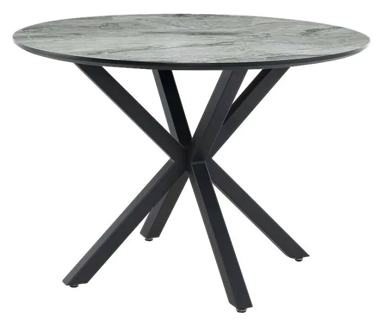 Esstisch schwarz grau Marmoroptik B/H/T/D: ca. 110x77x110x110 cm