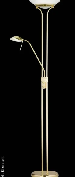Fischer & Honsel Stehlampe 40145 messing weiß Glas Metall H/D: ca. 182x32 cm 1 Brennstellen
