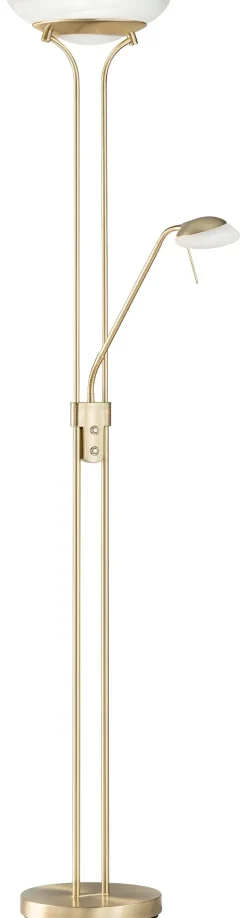 Fischer & Honsel Stehlampe 40145 messing weiß Glas Metall H/D: ca. 182x32 cm 1 Brennstellen