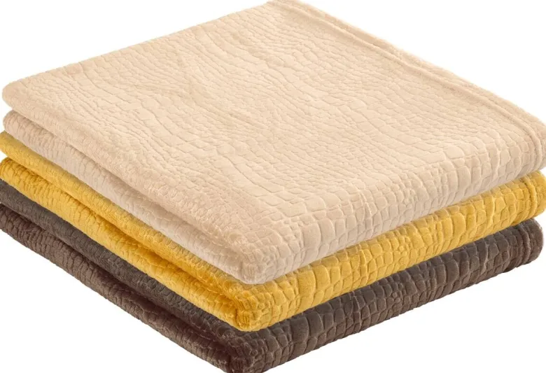 Flanelldecke Croco beige Polyester B/L: ca. 140x200 cm