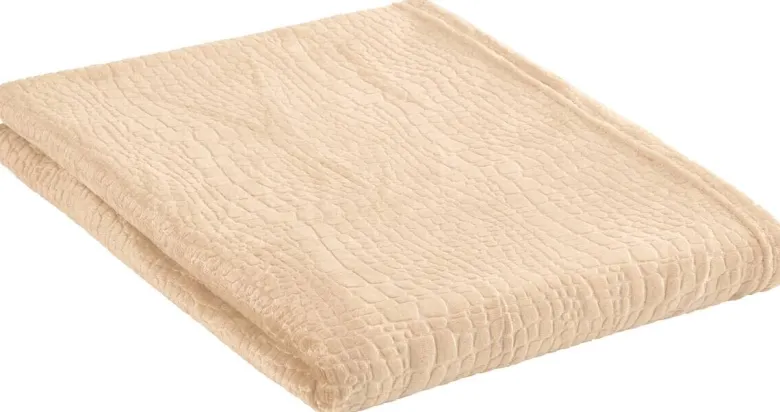 Flanelldecke Croco beige Polyester B/L: ca. 140x200 cm