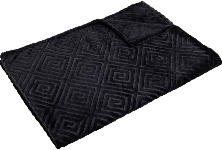 Flanelldecke schwarz Polyester B/L: ca. 160x220 cm