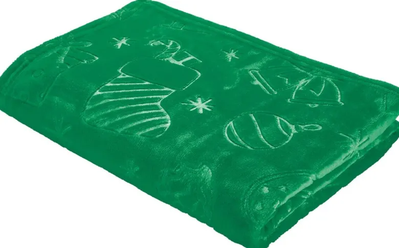 Flanelldecke Weihnachten Flanell grün Polyester B/L: ca. 140x200 cm