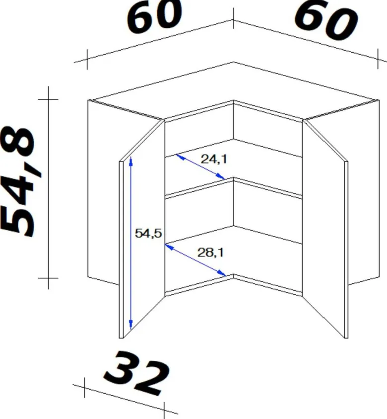 Flex-Well Eckhängeschrank Wito weiß B/H/T: ca. 60x54,8x32 cm