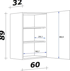 Flex-Well Hängeschrank Cara grün B/H/T: ca. 60x89x32 cm