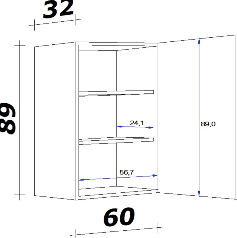 Flex-Well Hängeschrank Cara grün B/H/T: ca. 60x89x32 cm