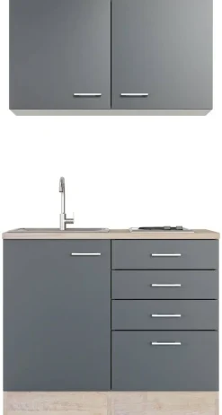 Flex-Well Küchenblock Morena Basalt matt B/H/T: ca. 100x200x60 cm