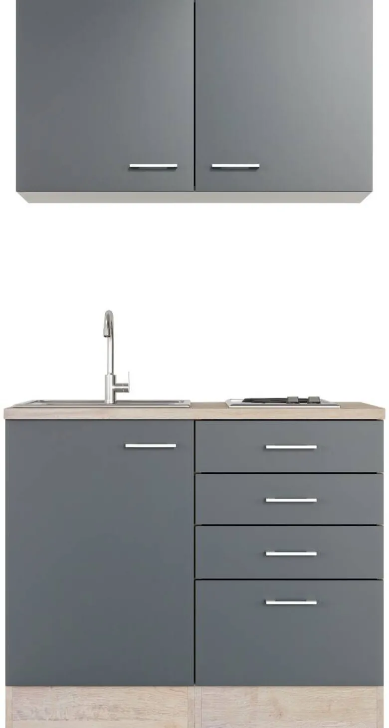 Flex-Well Küchenblock Morena Basalt matt B/H/T: ca. 100x200x60 cm