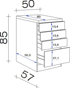 Flex-Well Schubkastenschrank Wito weiß B/H/T: ca. 50x85x60 cm