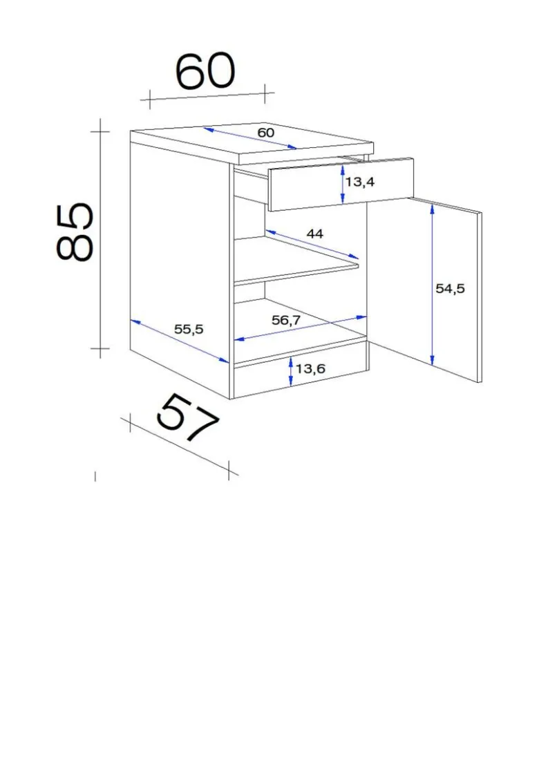 Flex-Well Unterschrank Cara grün B/H/T: ca. 60x85x60 cm