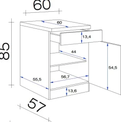 Flex-Well Unterschrank Wito weiß B/H/T: ca. 60x85x60 cm