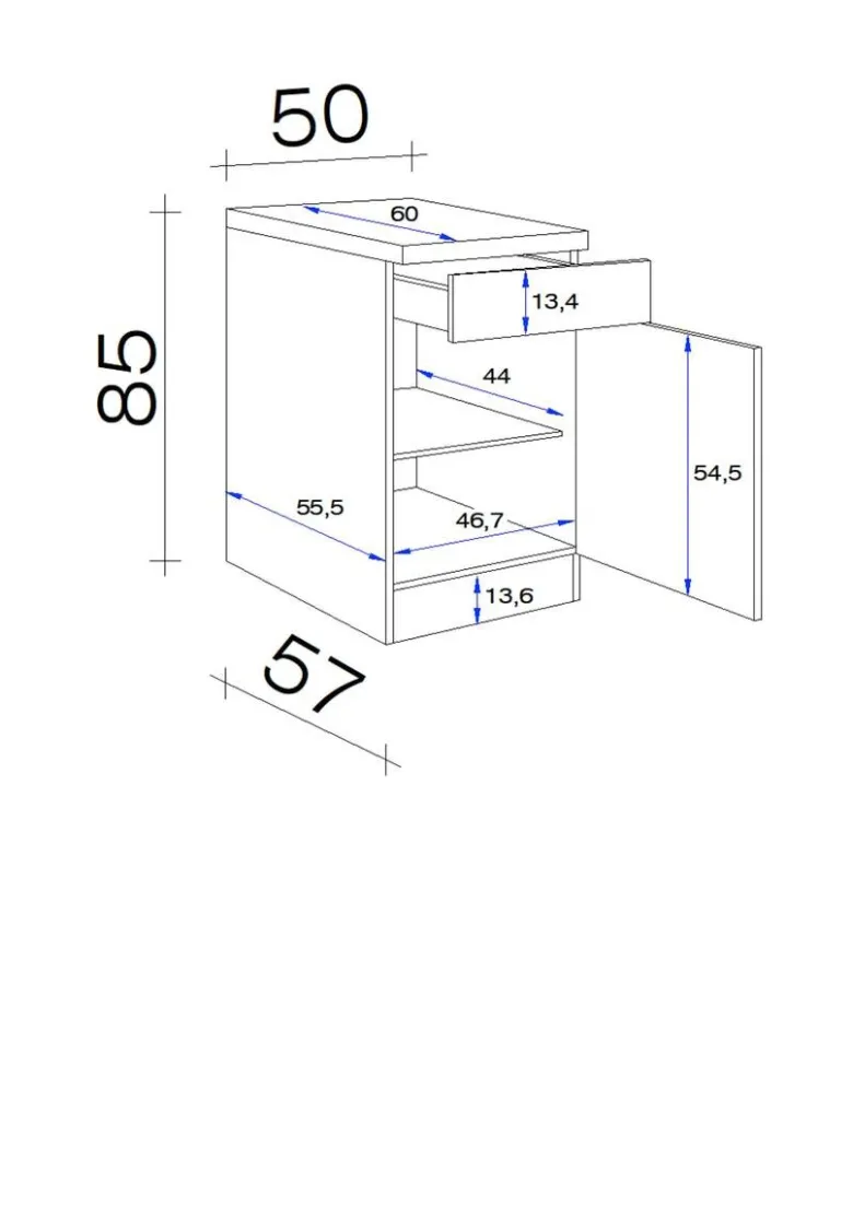 Flex-Well Unterschrank Wito weiß B/H/T: ca. 50x85x60 cm