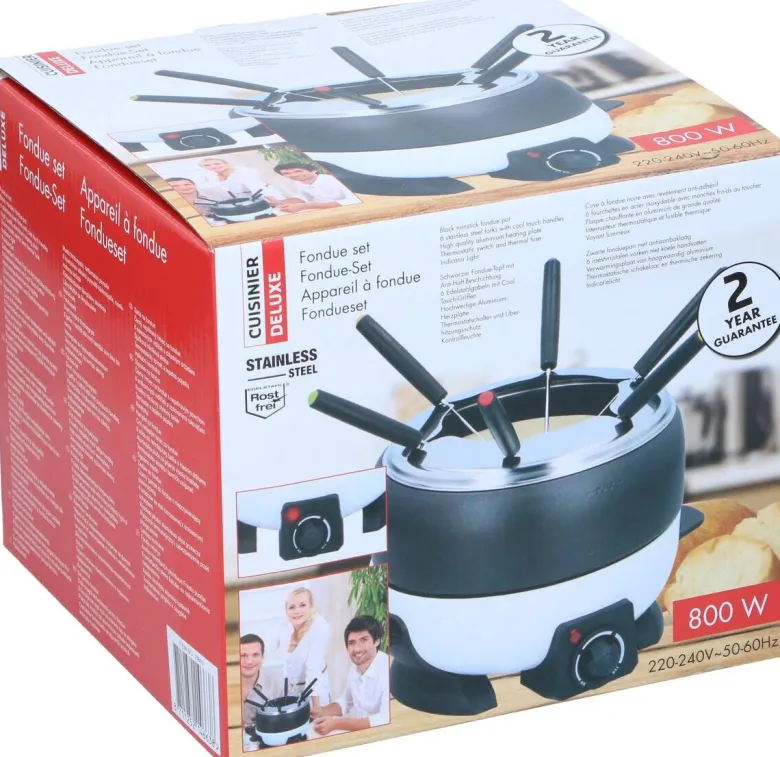 Fondue-Set weiß Alu Edelstahl