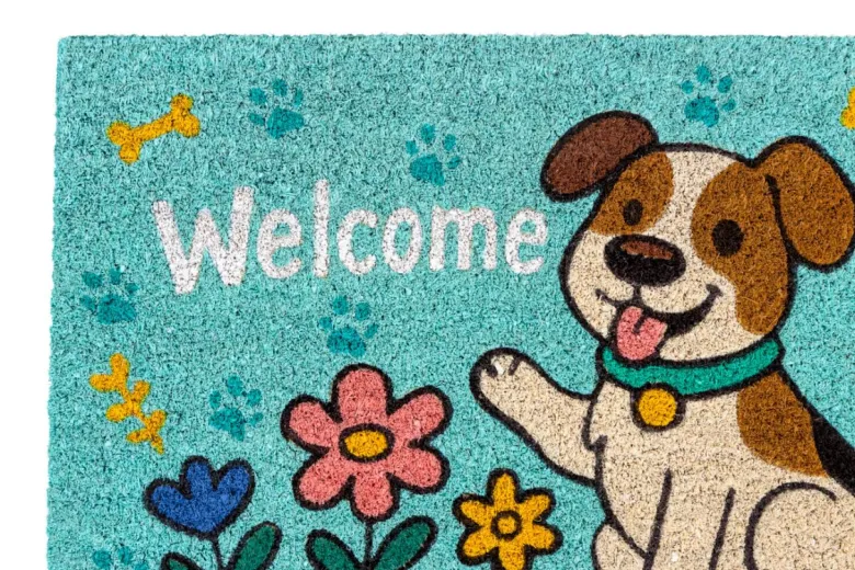 Fußmatte Kokos Dog blue Multi B/L: ca. 40x60 cm