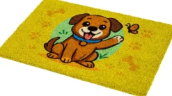 Fußmatte Kokos Dog yellow Multi B/L: ca. 40x60 cm