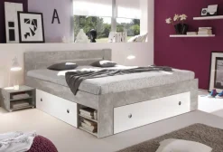 Funktionsbett Stefan Beton Optik weiß Liegefläche B/L: ca. 140x200 cm
