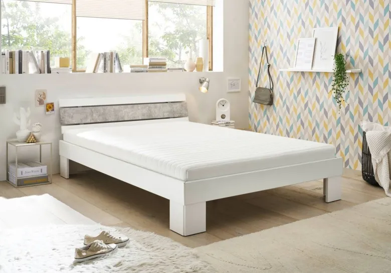 Futonbett Lyon weiß Beton Optik Liegefläche B/L: ca. 140x200 cm