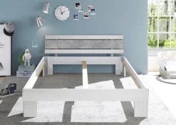 Futonbett Lyon weiß Beton Optik Liegefläche B/L: ca. 140x200 cm