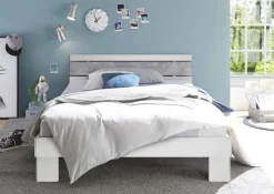 Futonbett Lyon weiß Beton Optik Liegefläche B/L: ca. 140x200 cm
